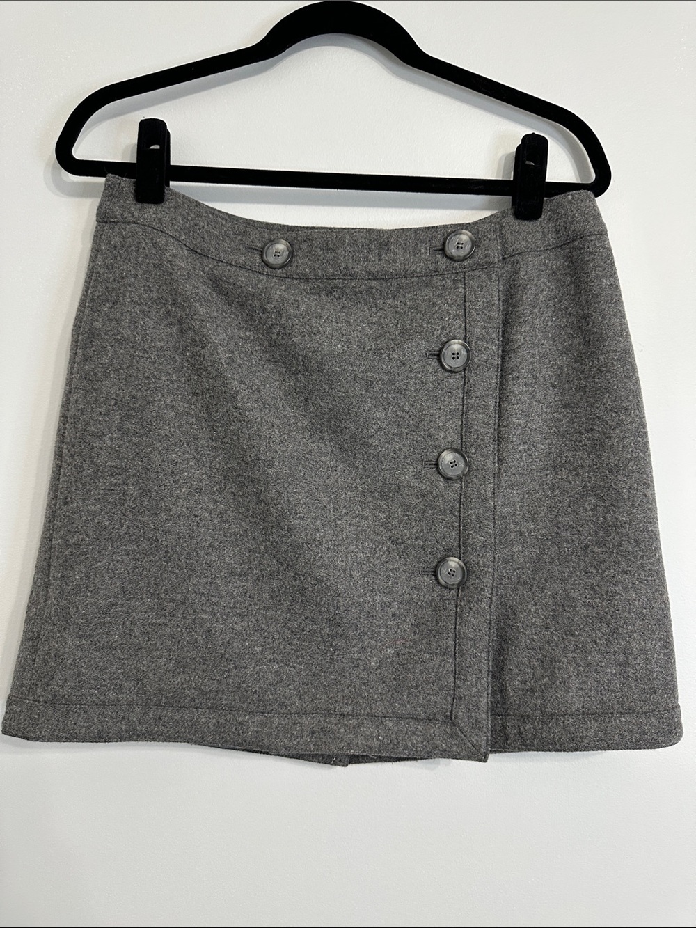 LOFT Grey Button-Front Mini Skirt